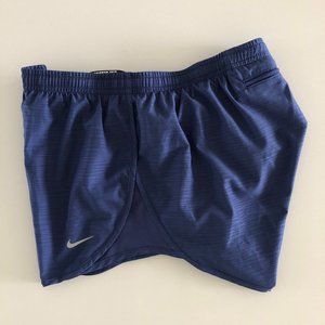 Nike Dri-Fit Print Pattern Running Shorts w/ Liner + Drawstring Waist Blue Sz M